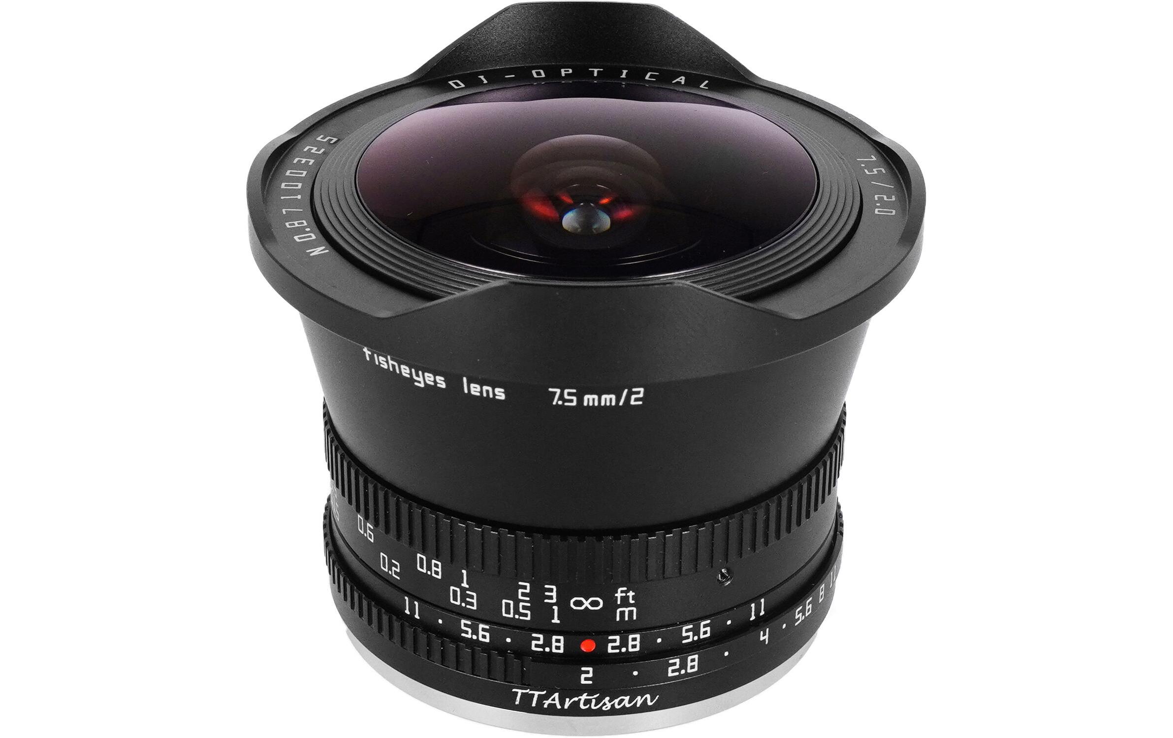Festbrennweite 7.5mm F/2 Fisheye – MFT<br>Fischaugenobjektiv mit grosser F2.0-Blende
