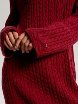 Vestido de malha de lã com tranças, estilo folgado