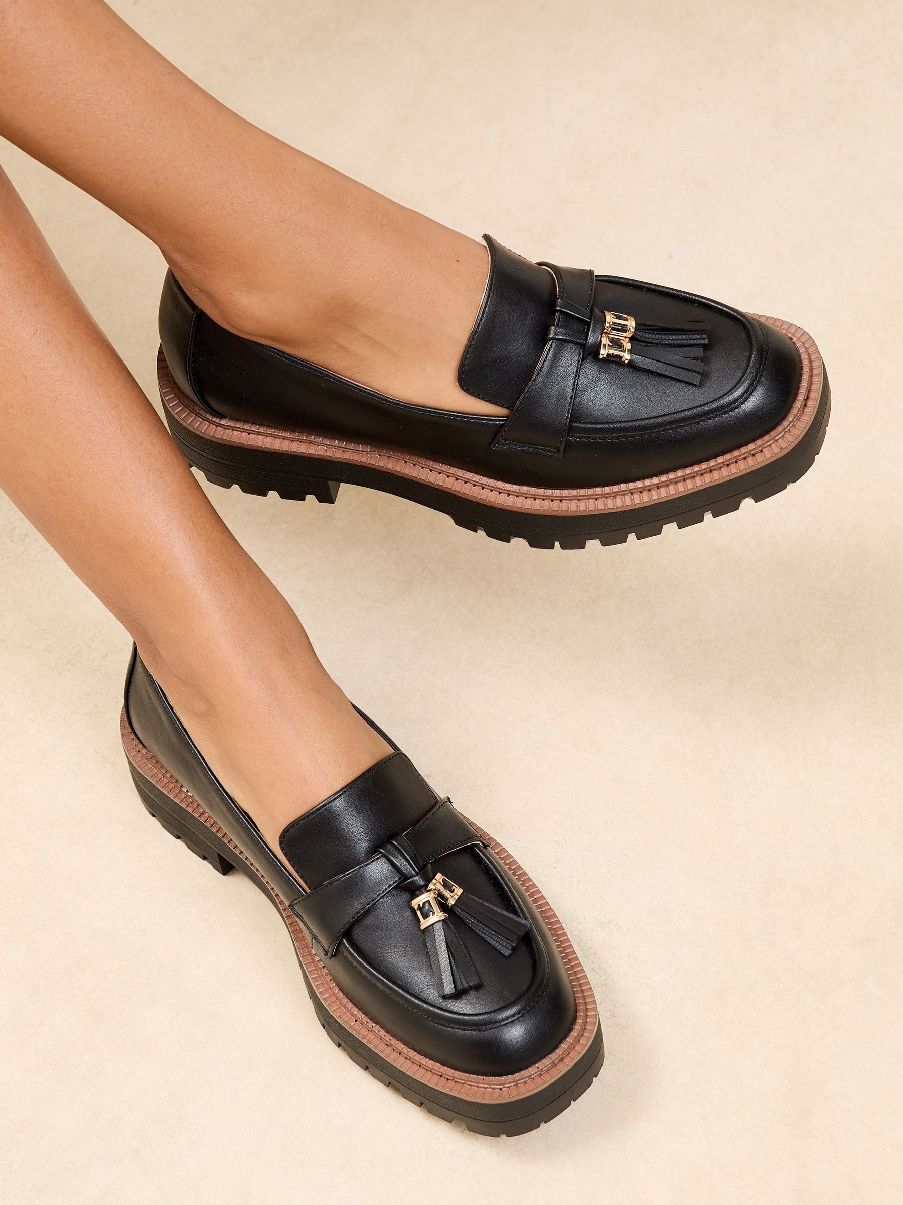 Lipsy Chunky Snaffle Trim Detail Faux Leather Loafers