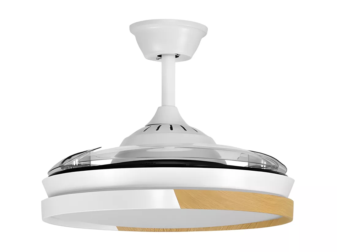 Blanc EMPERADOR DC Fan Mémoire Couleur LED Télécommande FABRILAMP