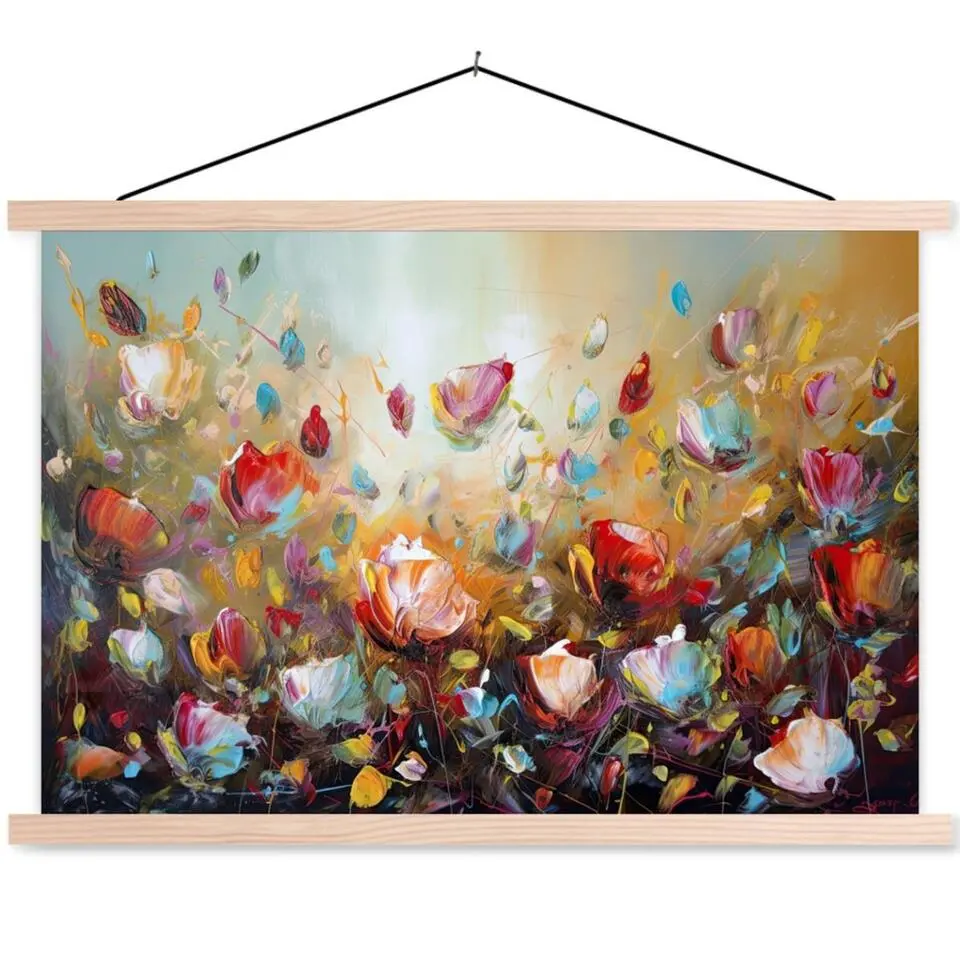 MuchoWow - Schoolplaat/ wandhanger - Bloemen - Kunst - Natuur - Olieve