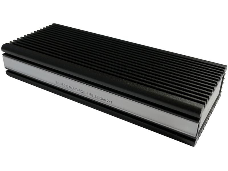LC-Power Externes Gehäuse LC-M2-C-MULTI-RGB M.2 Externes M. 2 SSD-Gehäuse mit RGB-Beleuchtung