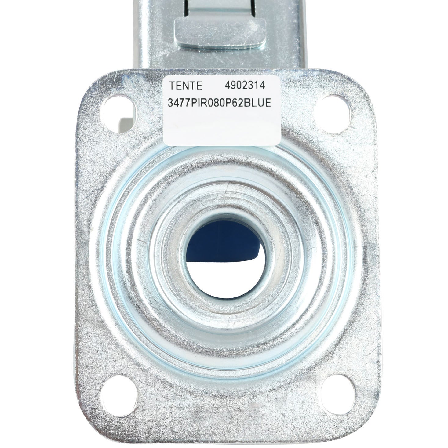 TENTE 3477 PIR 080 P62 blauw zwenkwiel met rem 80 mm