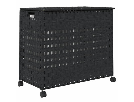 VIDAXL - Panier à linge avec roulettes noir 66x35x60 cm résine tress...