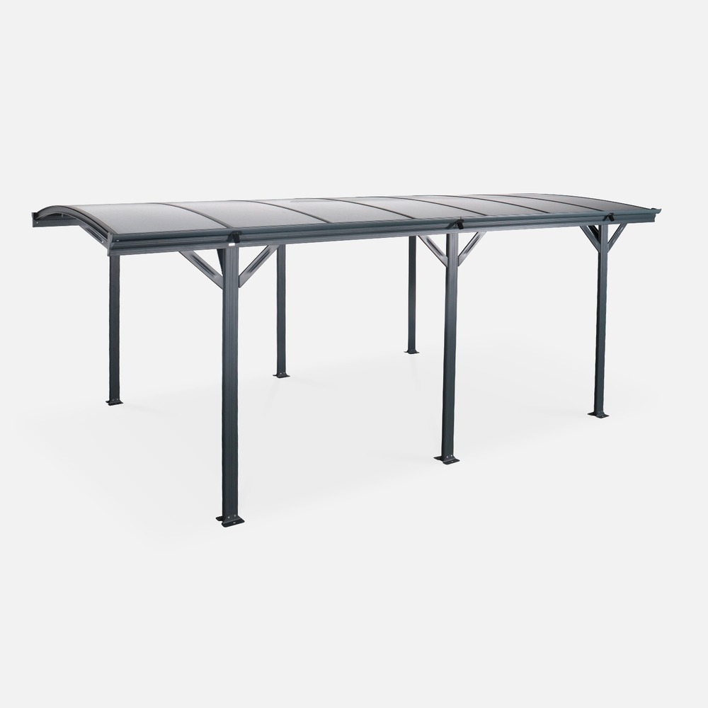Carport de 15m² en aluminium anthracite et polycarbonate - le mans 5x3m - abri de voiture 500 x 300 x 220 cm
