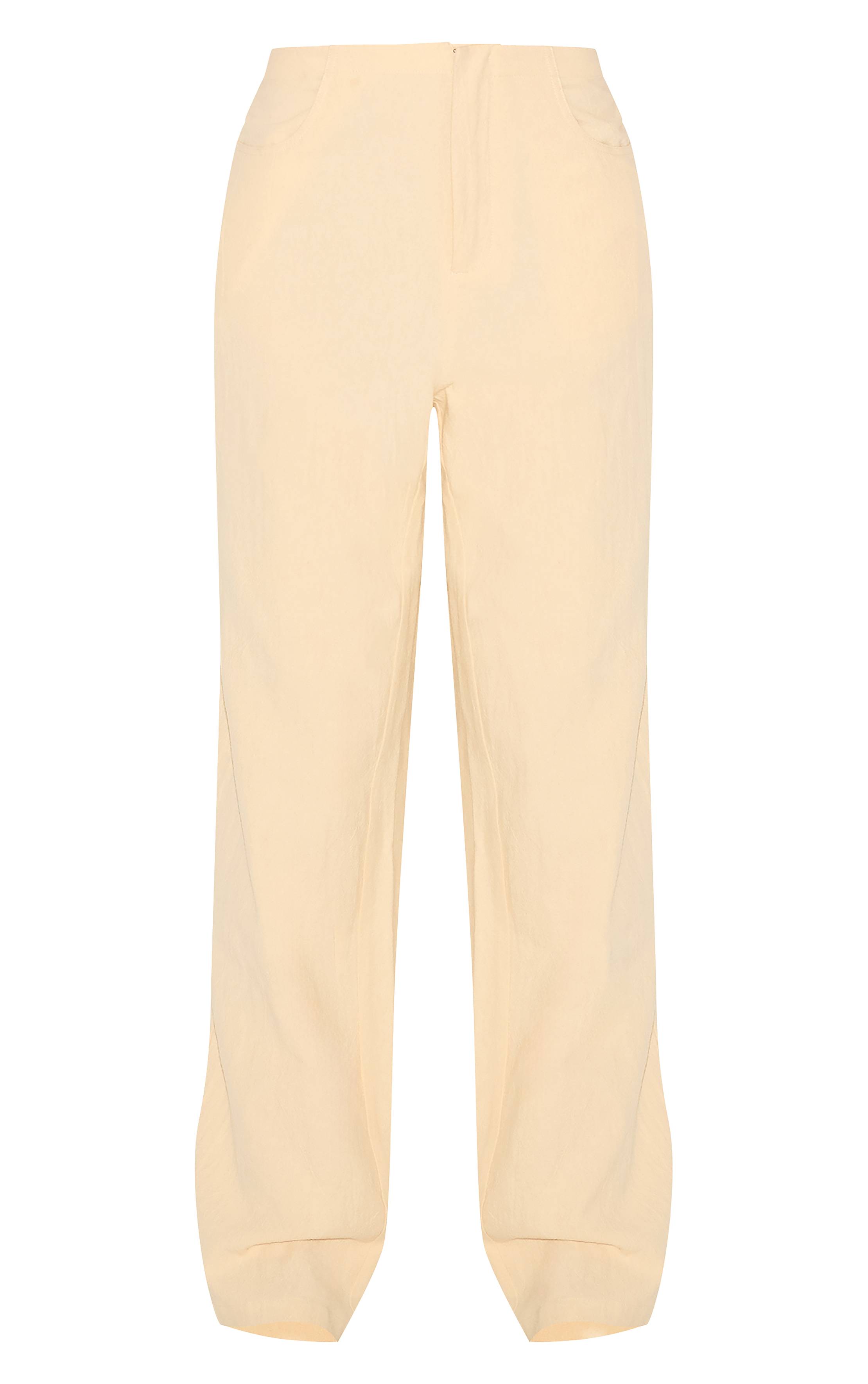 Butter Yellow Pantalon Large Taille Mi-haute Aspect Lin