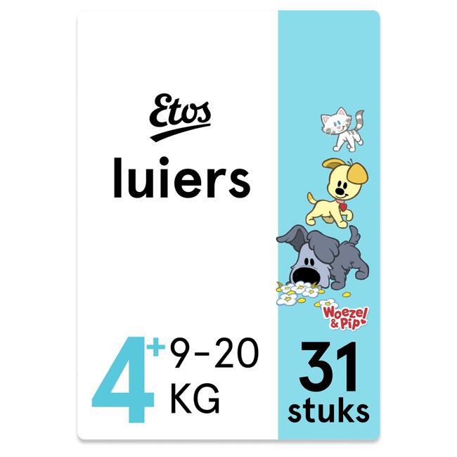 Etos Woezel & Pip Luiers Maxi Plus Maat 4+ 9-20 kg 31 stuks