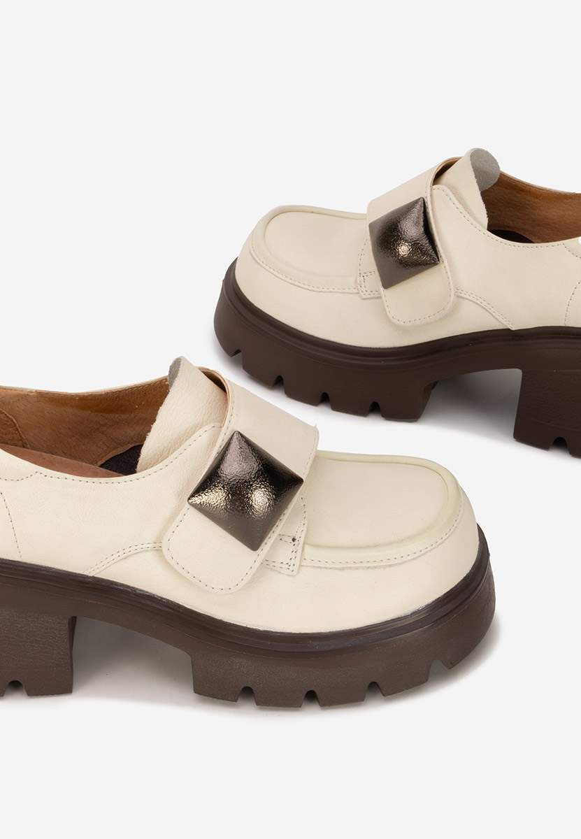 Chaussures casual femme en cuir beige Geolia