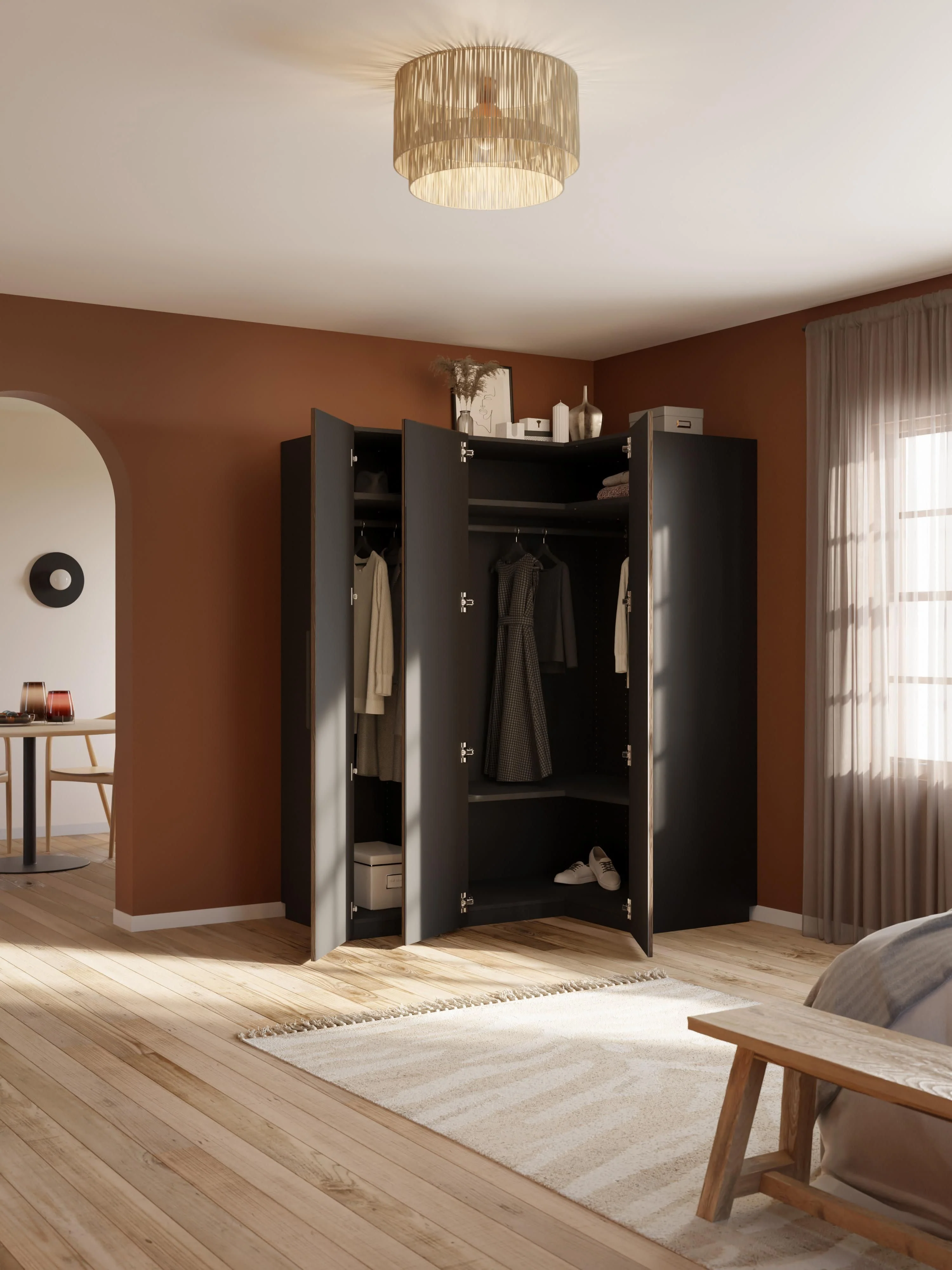 Modulaire hoekkast Simone, 165 cm breed, in verschillende formaten