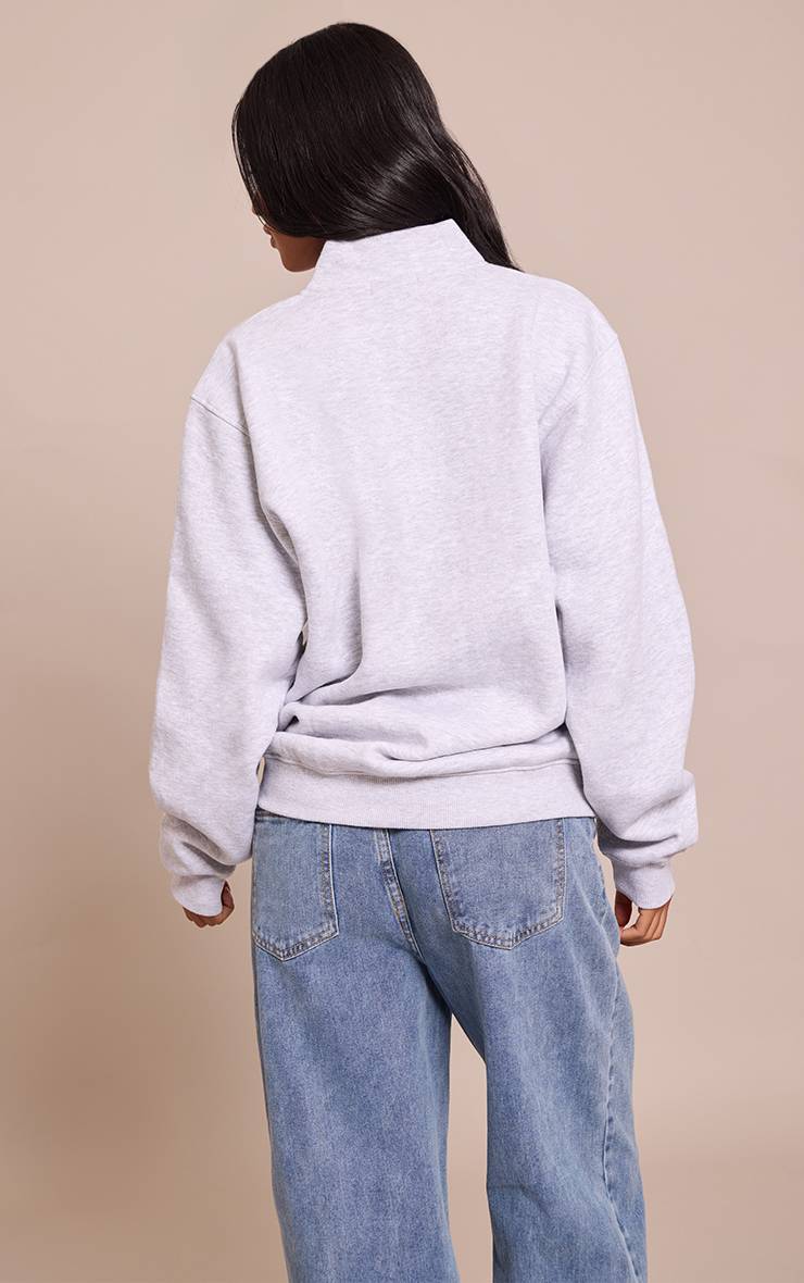 Gris Cendré Sweat-shirt Grand Col Cheminée Avec Zip
