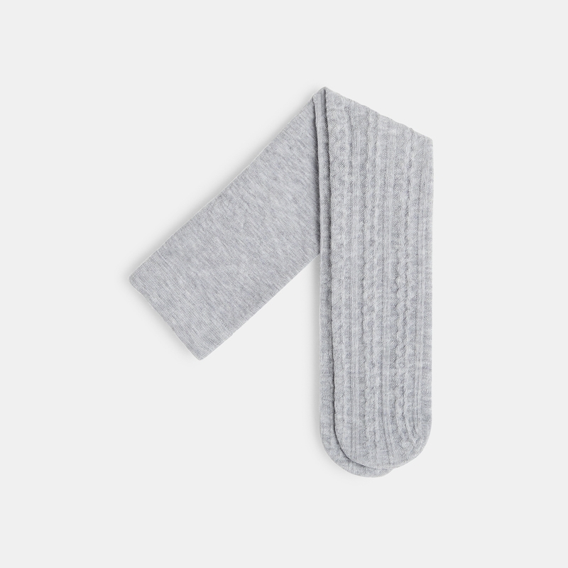 Collants chauds à torsades gris bébé fille