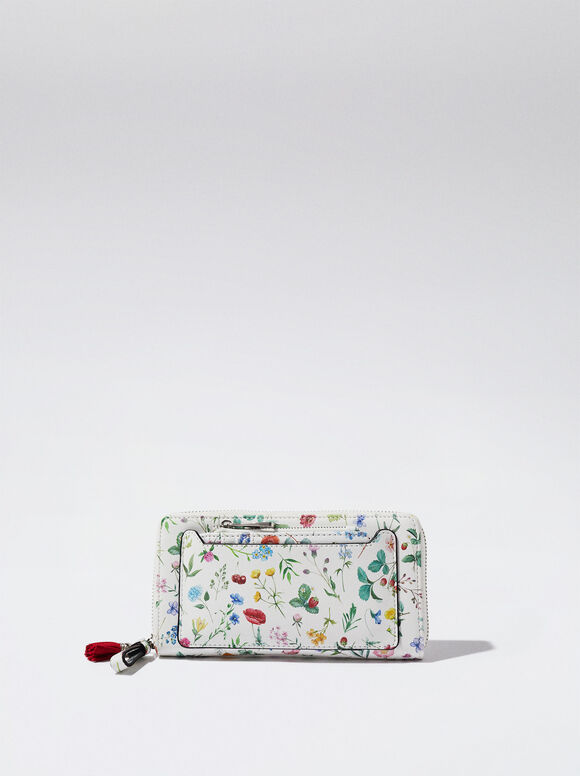 Carteira com estampa floral - Vermelha