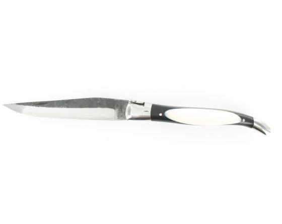 Laguiole 12 cm Dodu - Ebène & Ivoire - Lame Brute de Forge - 2 mitres Couteau de poche par Laguiole en Aubrac