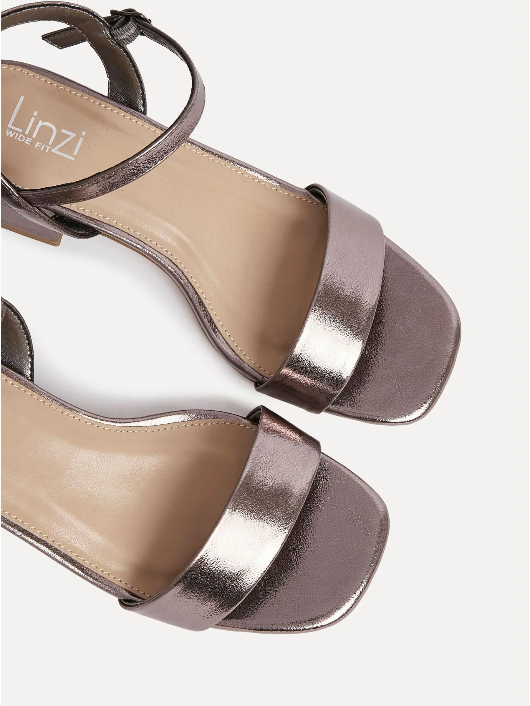 Linzi Wide Fit Carlie Low Chunky Block Heeled Sandals