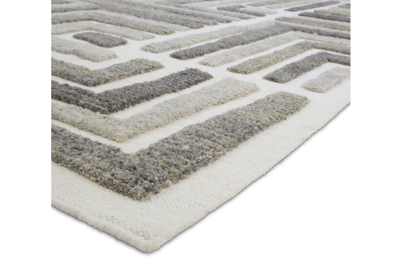 Usak gulvteppe 160x230 Grå/hvit 160x230cm håndlaget 90% ull, 10% resirkulert bomull