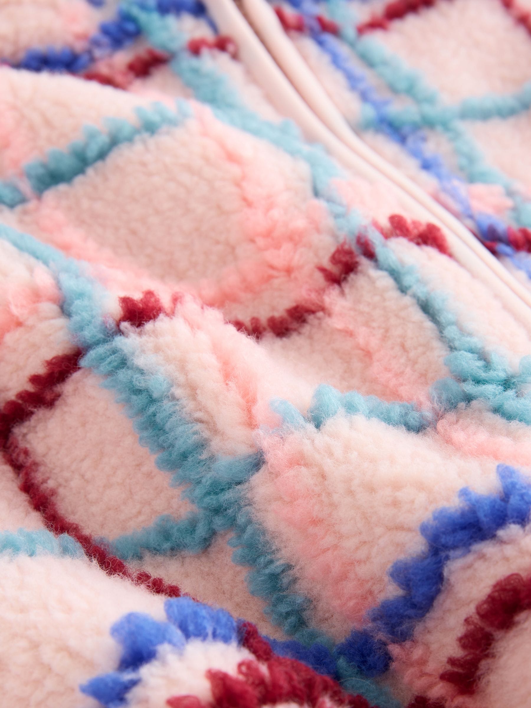 Roze rasterprint - Fleece met ritssluiting (3mnd-7jr)