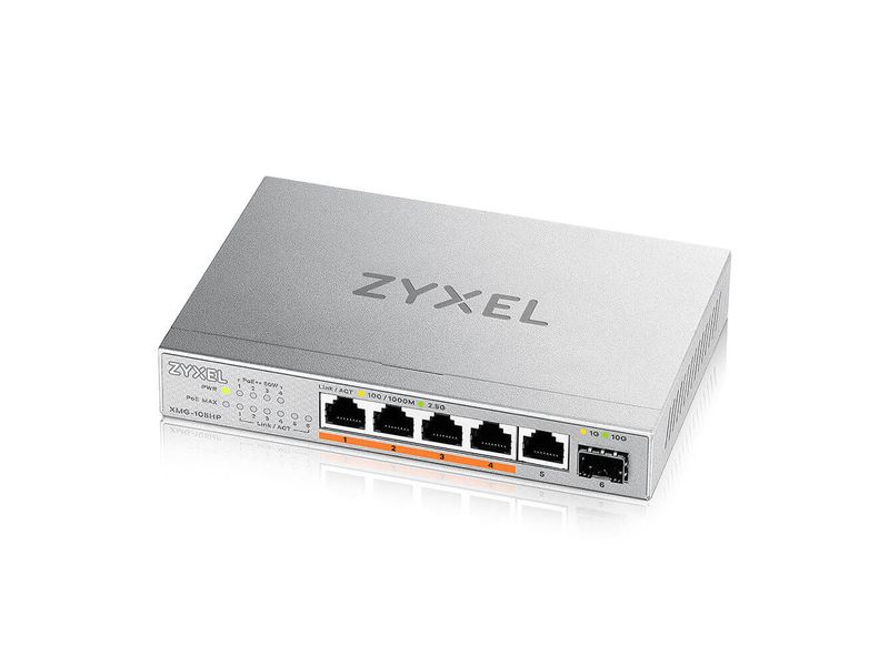Zyxel PoE   Switch XMG-105HP 6 Port Hochleistungs-2.5G Unmanaged Switch mit 10G Uplink – Effizienz für professionelle Netzwerkanforderungen
