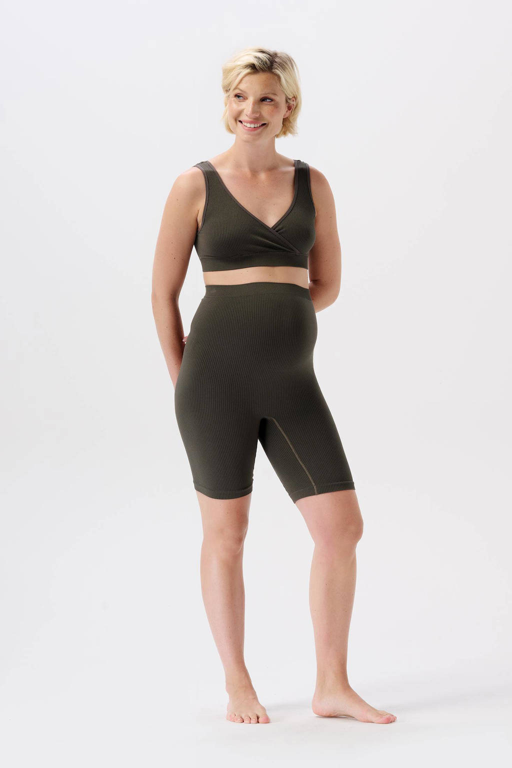 Noppies high waist skinny cycling short Nais olijfgroen