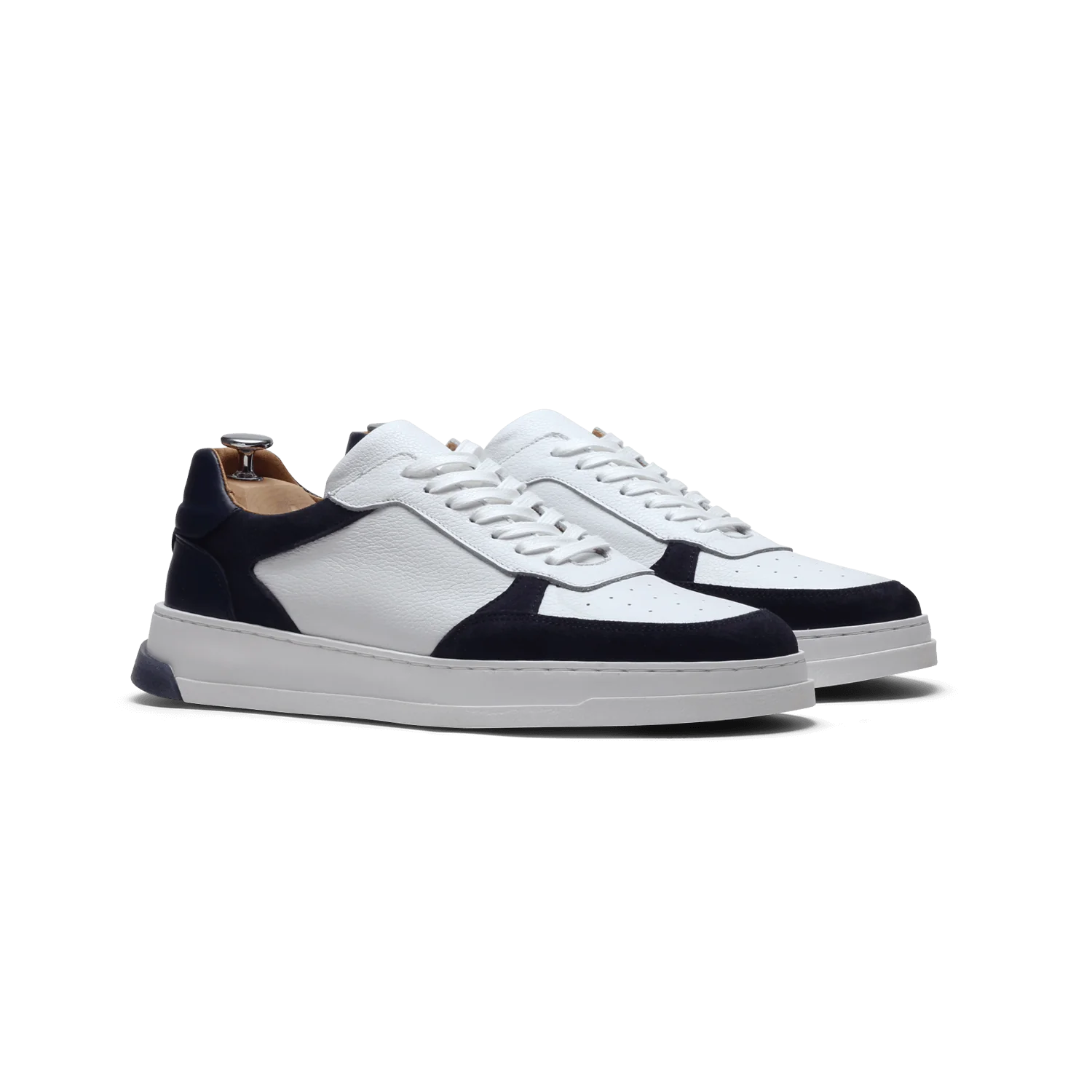 Dutone-Sneakers / Basket en cuir blanc marine