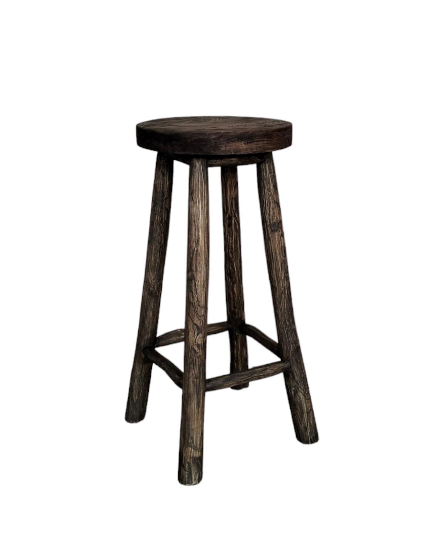 Barhocker 'Kansas', Teak blackwashed, H 72 cm, Ø 35 cm von fischer's lagerhaus