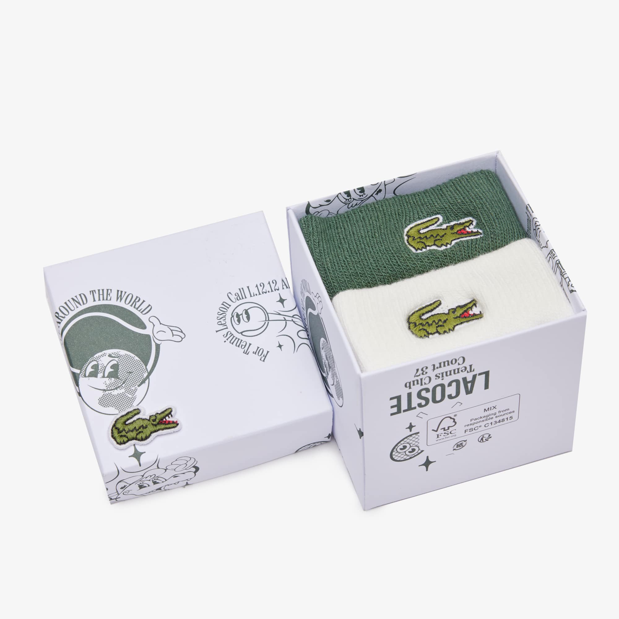 Lot de 2 paires de chaussettes avec bandes contrastées Chaussettes - Vert - Lacoste - Enfant