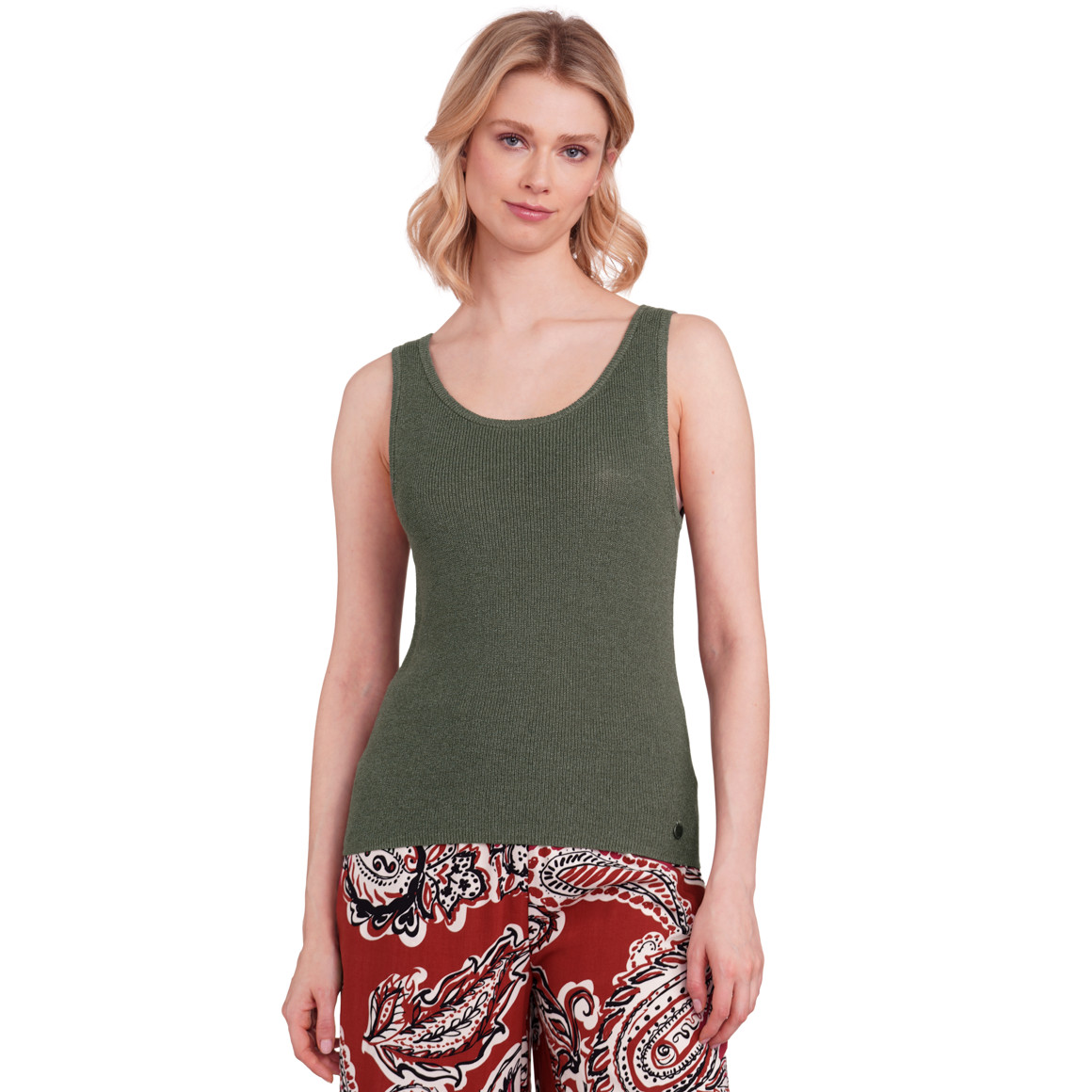 Gina Collection Damen Top mit Effektgarn dunkelgrün
