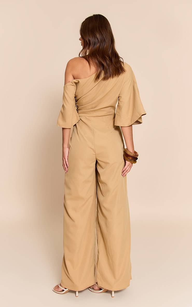 Camel Combinaison-pantalon Tissée Asymétrique À Manche Courte Et Jambe Large