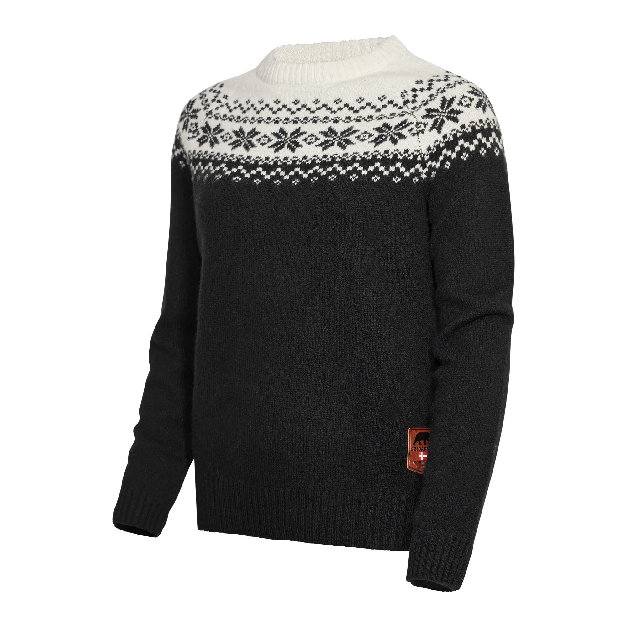 Gridarmor Women’s Snøkrystall Round Neck Ullgenser Black/White