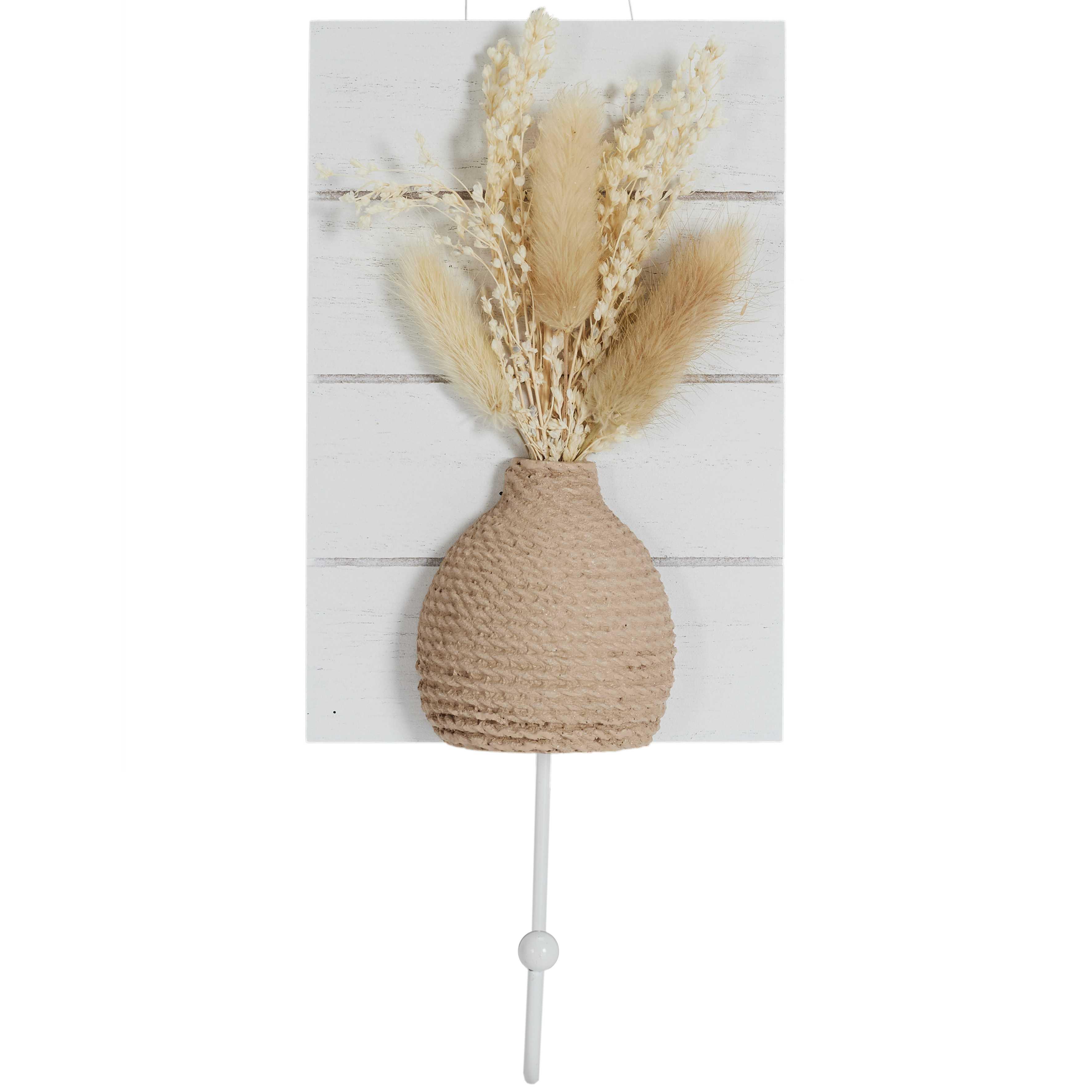 PATERE METAL EFFET OSIER FLEURS SECHEES