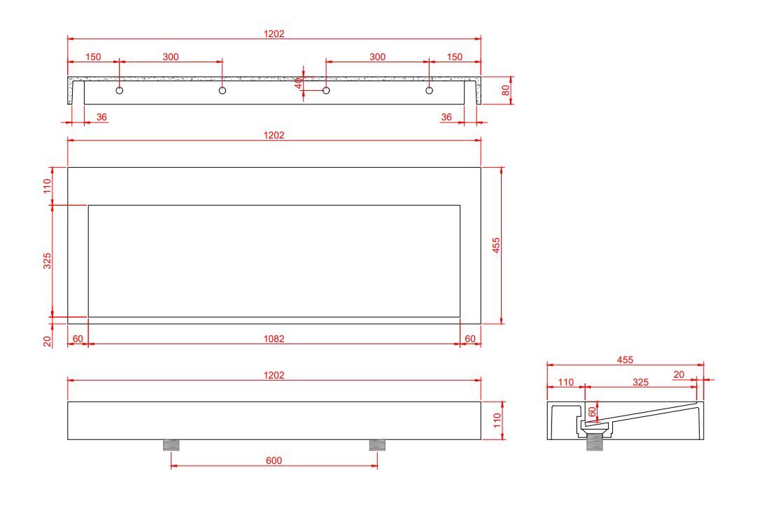 Fontana Elena badkamermeubel 120cm walnoot met solid surface wastafel zonder kraangaten