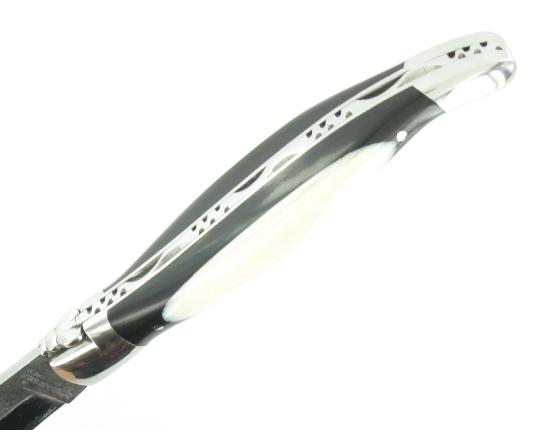 Laguiole 12 cm Dodu - Ebène & Ivoire - Lame Brute de Forge - 2 mitres Couteau de poche par Laguiole en Aubrac