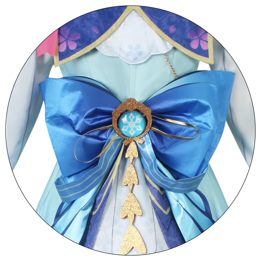 Feravin - Genshin Impact Kamisato Ayaka Cosplay Kostuum / Schipperhoed / Pruik / Set