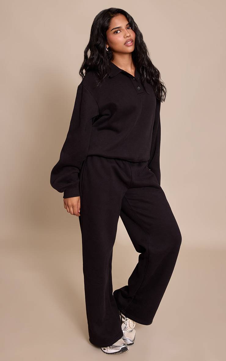 Noir Pantalon De Jogging Droit Petite Prettylittlething
