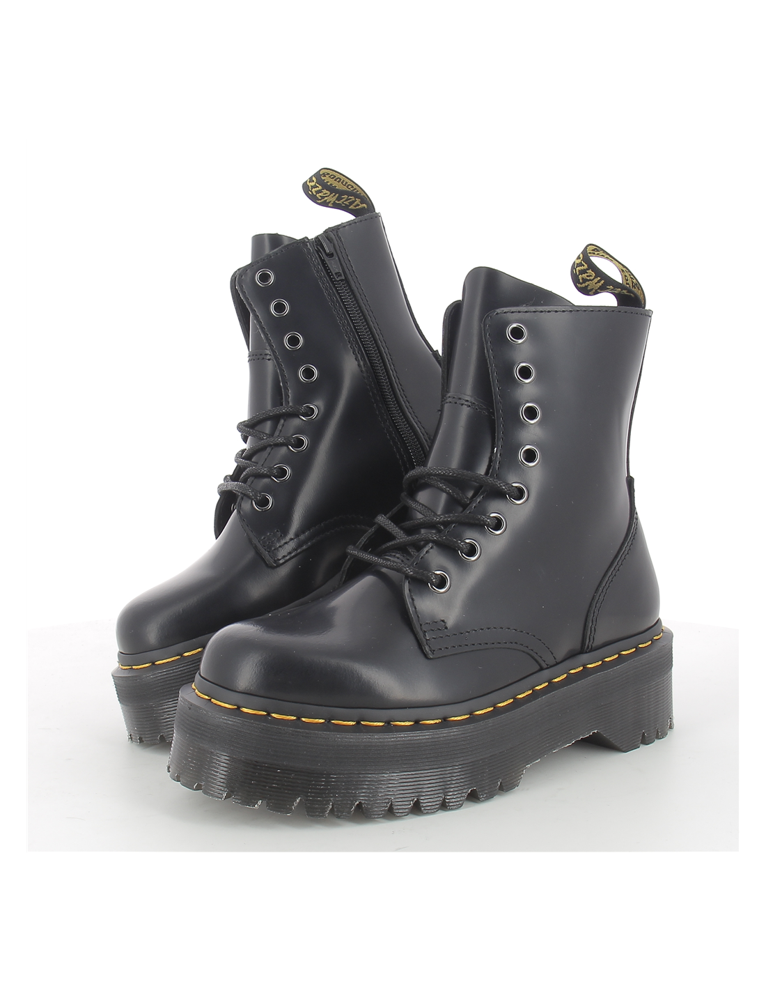 dr martens boots compensées femme jadon cuir polished smooth noir