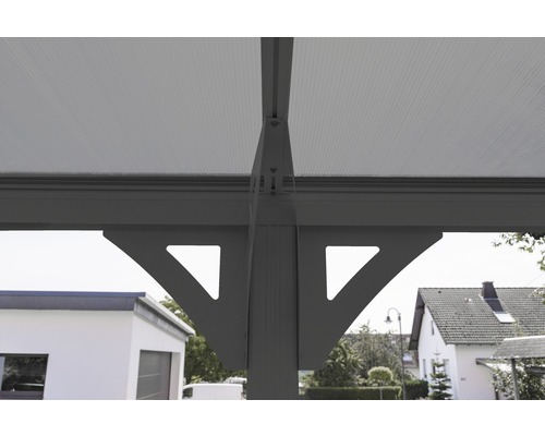 Enkele carport WESTMANN ronde boog 6 mm dubbelwandige polycarbonaatplaten 15 m² incl. regengoot 300 x 505 cm antraciet
