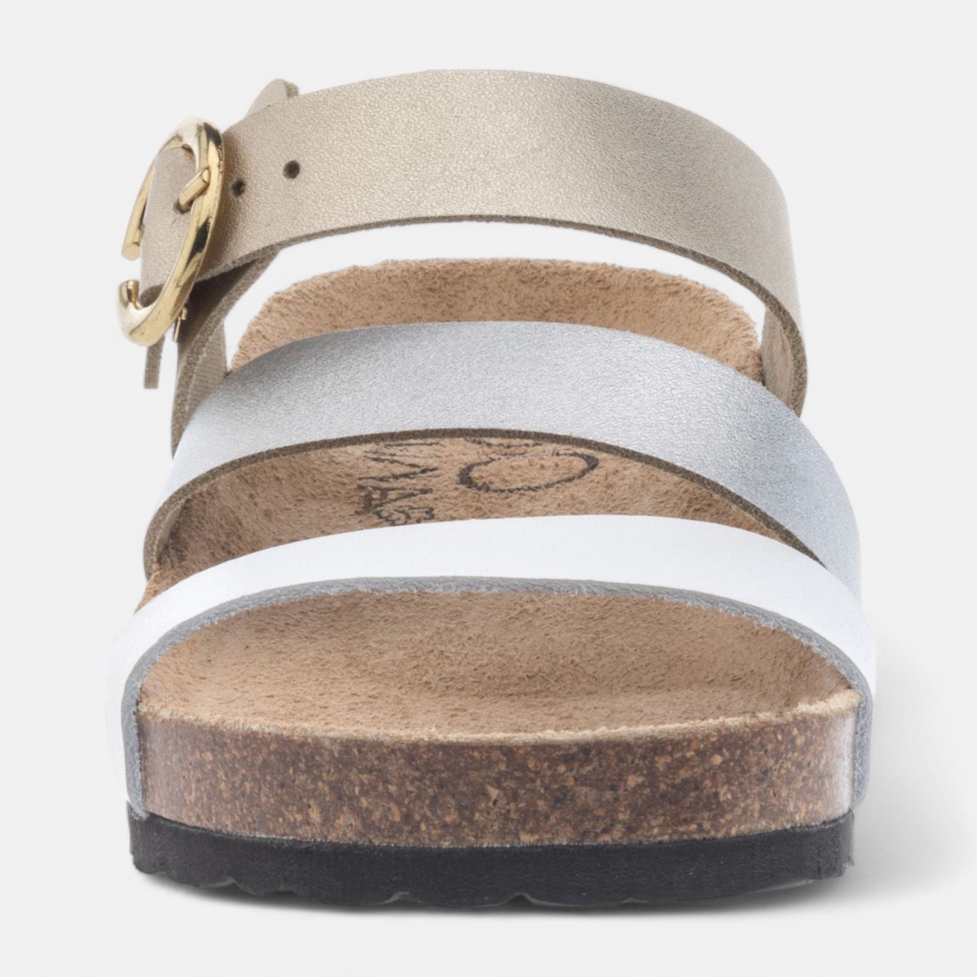 Mules semelle liège Femme en cuir blanc