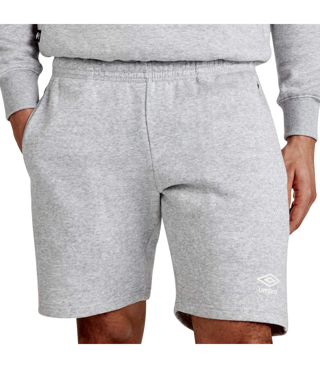 Umbro - Short CLUB LEISURE - Homme (Gris chiné / Blanc) - UTUO269