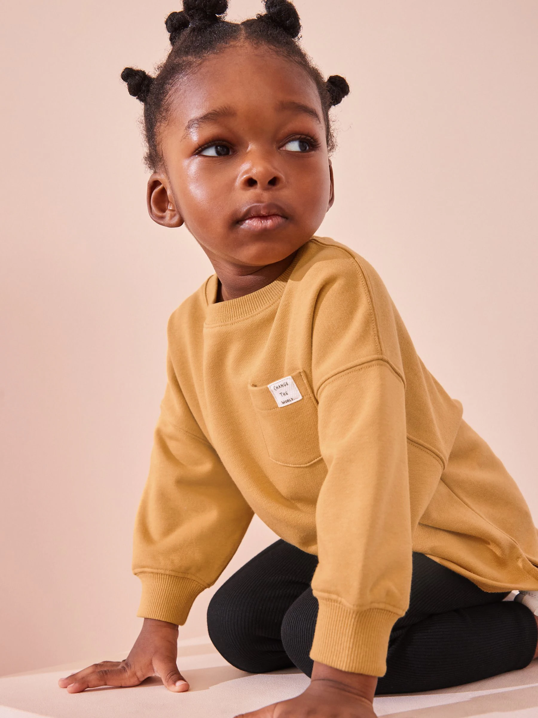 Grijs/okergeel - Set van 2 T-shirts met lange mouwen en leggings (3mnd-7jr)