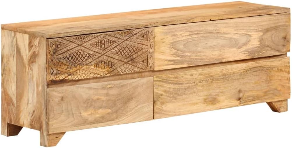 vidaXL TV-Schrank Massivholz Mango 110x30x40cm Sideboard TV-Tisch Anrichte Kommode Fernsehtisch Lowboard TV-Möbel Fernsehschrank Wohnzimmermöbel