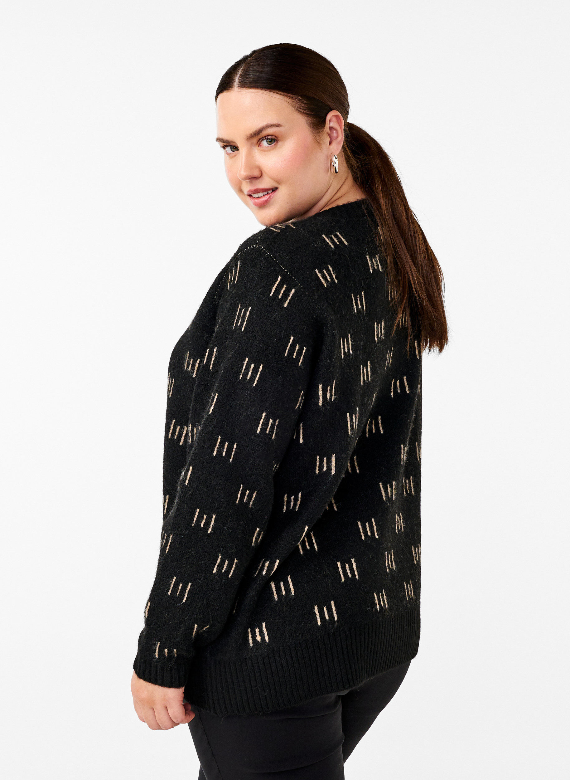 Mønstret strikbluse
