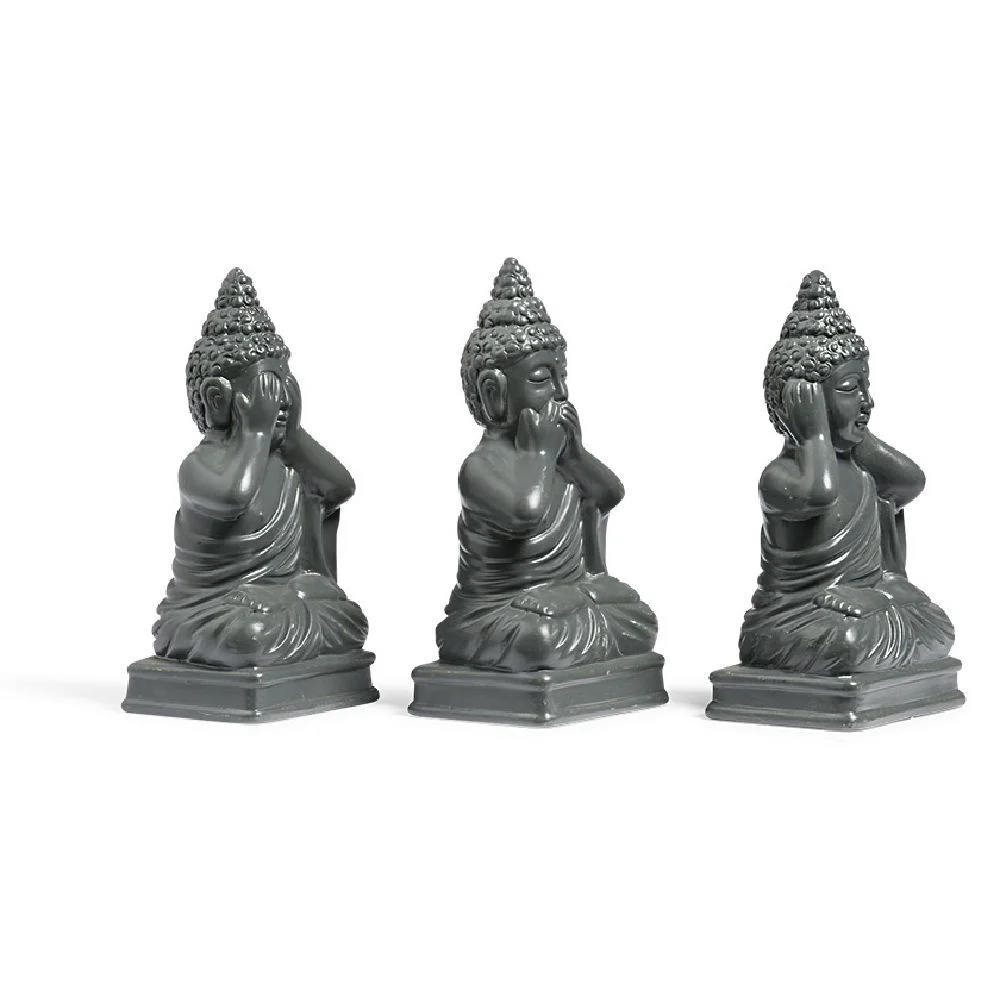 Statue Bouddha de la sagesse résine gris foncé