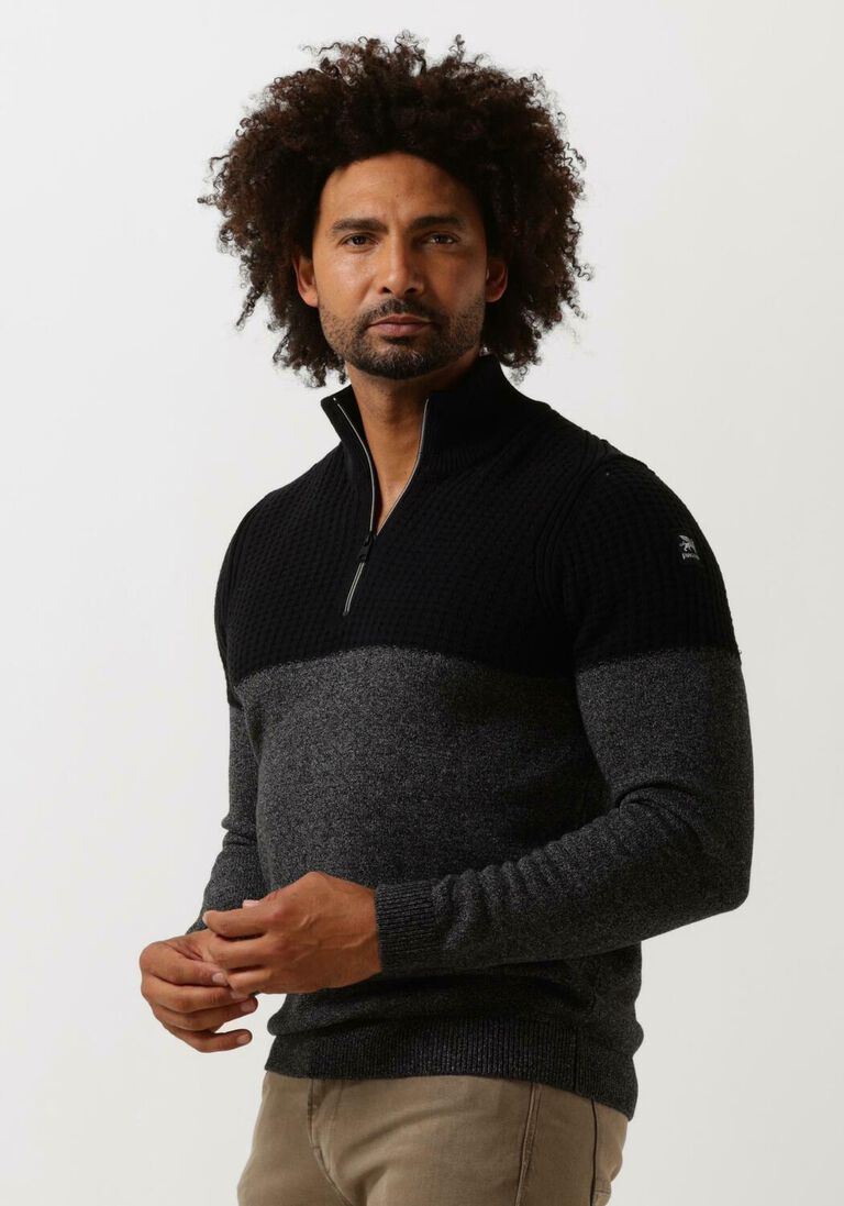 VANGUARD zwarte vanguard trui half zip collar cotton grindle