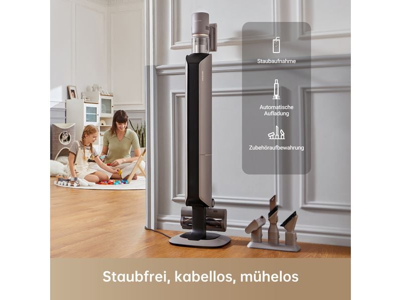 Dreame Akku-Hand- und Stielsauger Z10 Station Beige Kabelloser Staubsauger mit Station und automatischer Entleerung