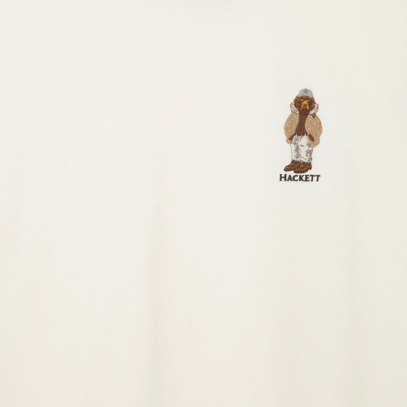 Hackett London T-Shirt uni Dog Chrismas écru