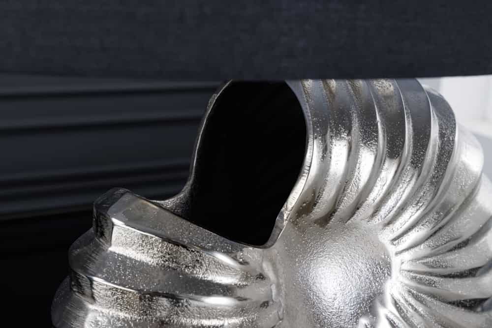 Design Tischlampe SHELL 60cm silber schwarz Metall Stoffschirm maritim