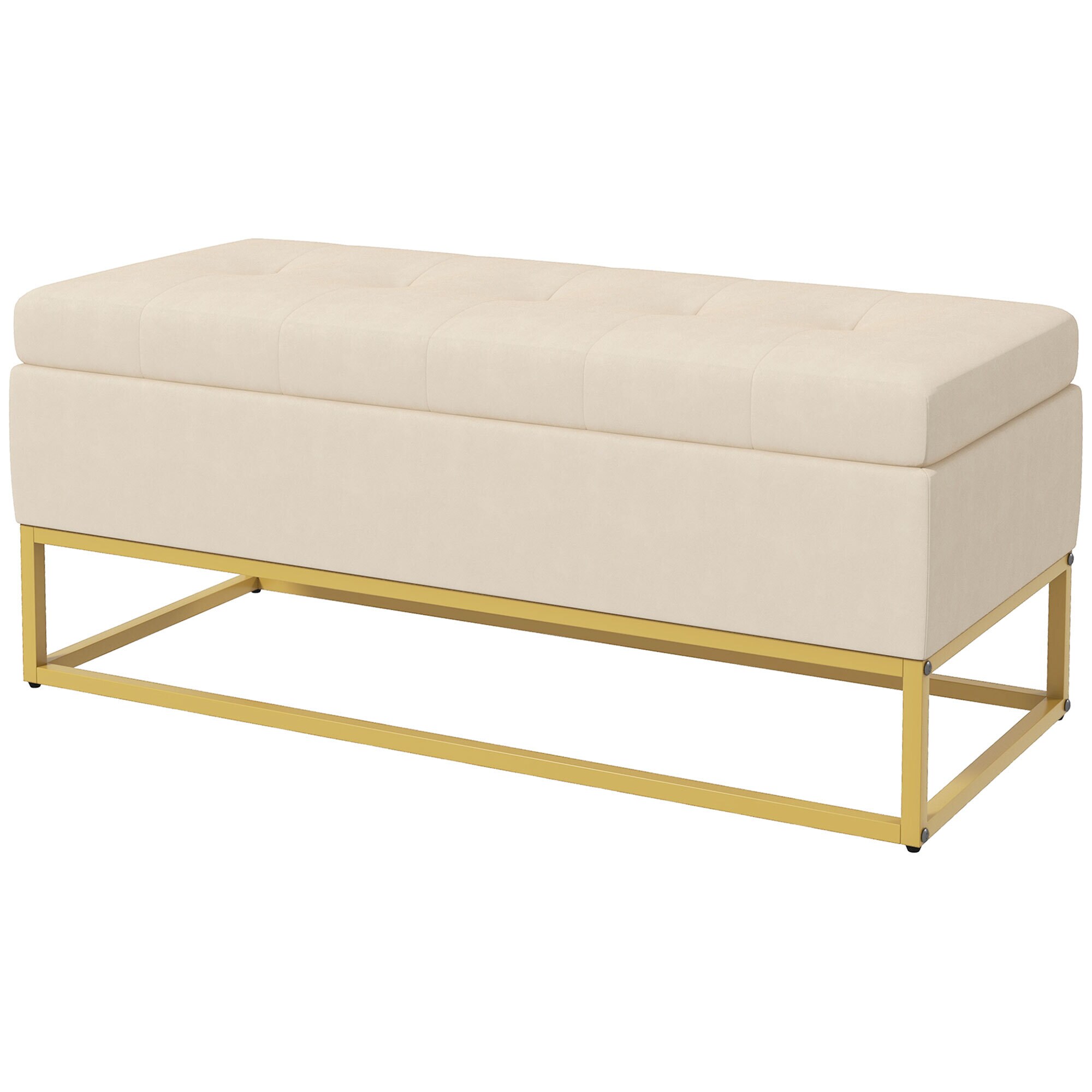 HOMCOM Sitzbank mit Stauraum beige 110L x 44B x 49H cm