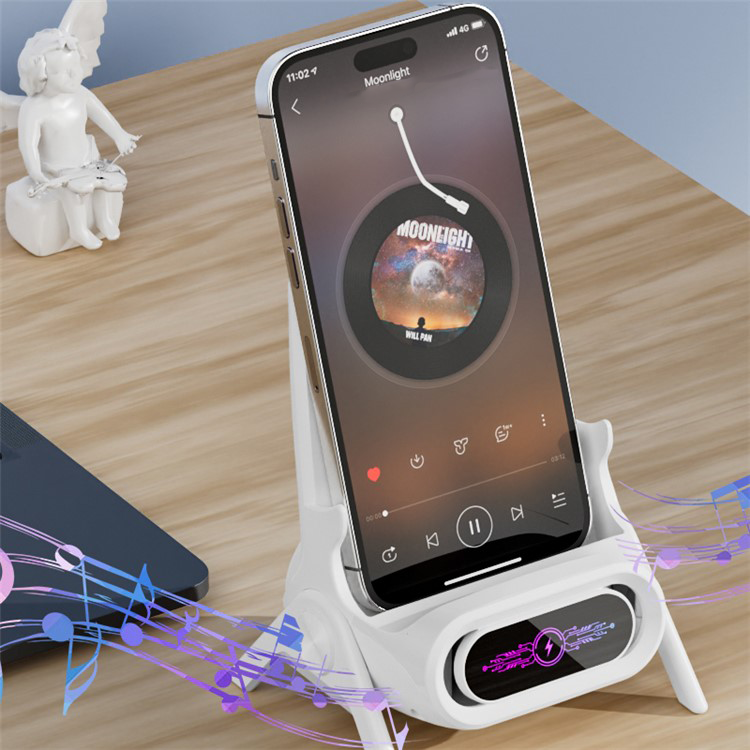 (15W) Magnetischer Wireless Charger Induktionsladegerät Ladestation mit Lightning / USB C / MIcro USB Adapter - Weiss
