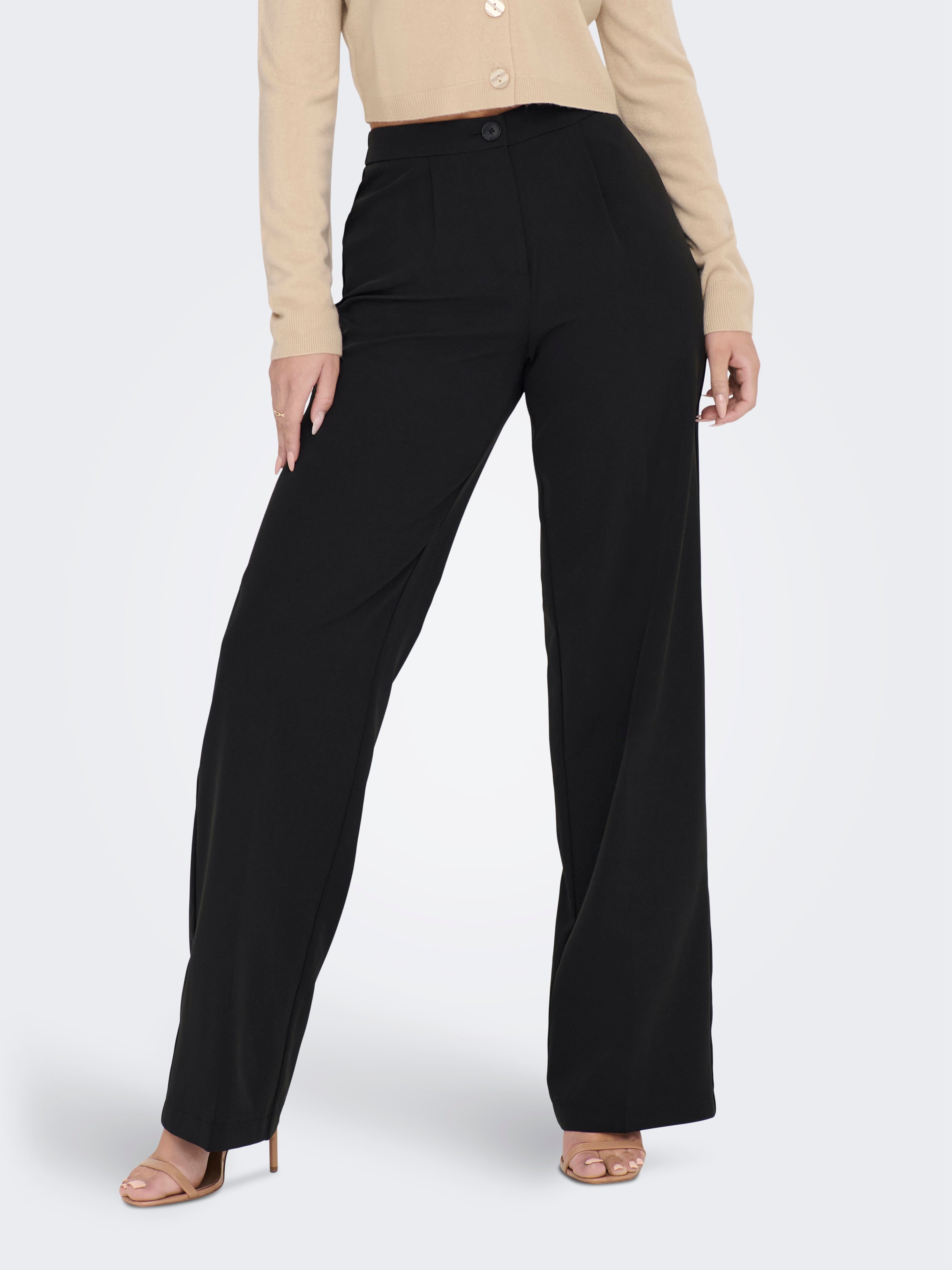 ONLKIRA-MELLIE Hohe Taille Locker geschnitten Hose Black