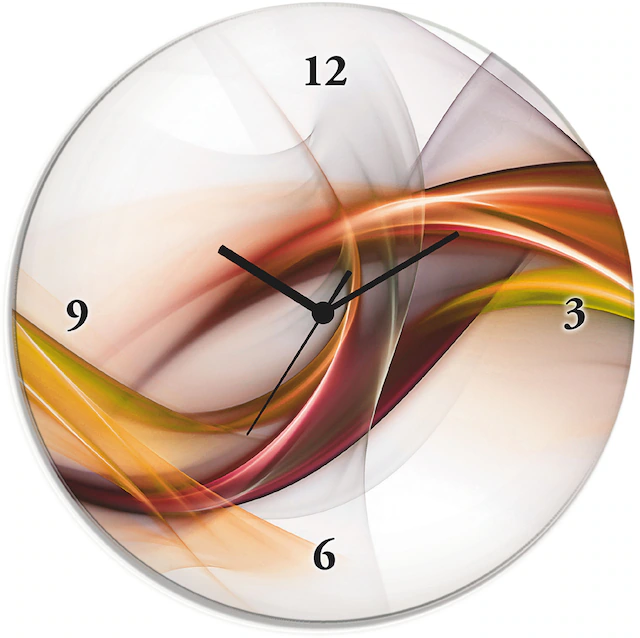 Artland Wanduhr »Glasuhr rund Abstrakes Design Orange« wahlweise mit  Quarz- oder Funkuhrwerk, lautlos ohne Tickgeräusche