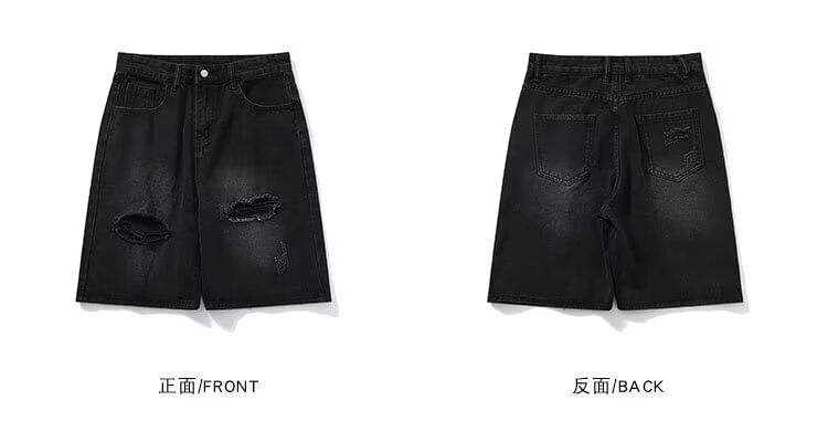 Yelmenor - Denim shorts met hoge taille en uitsparingen